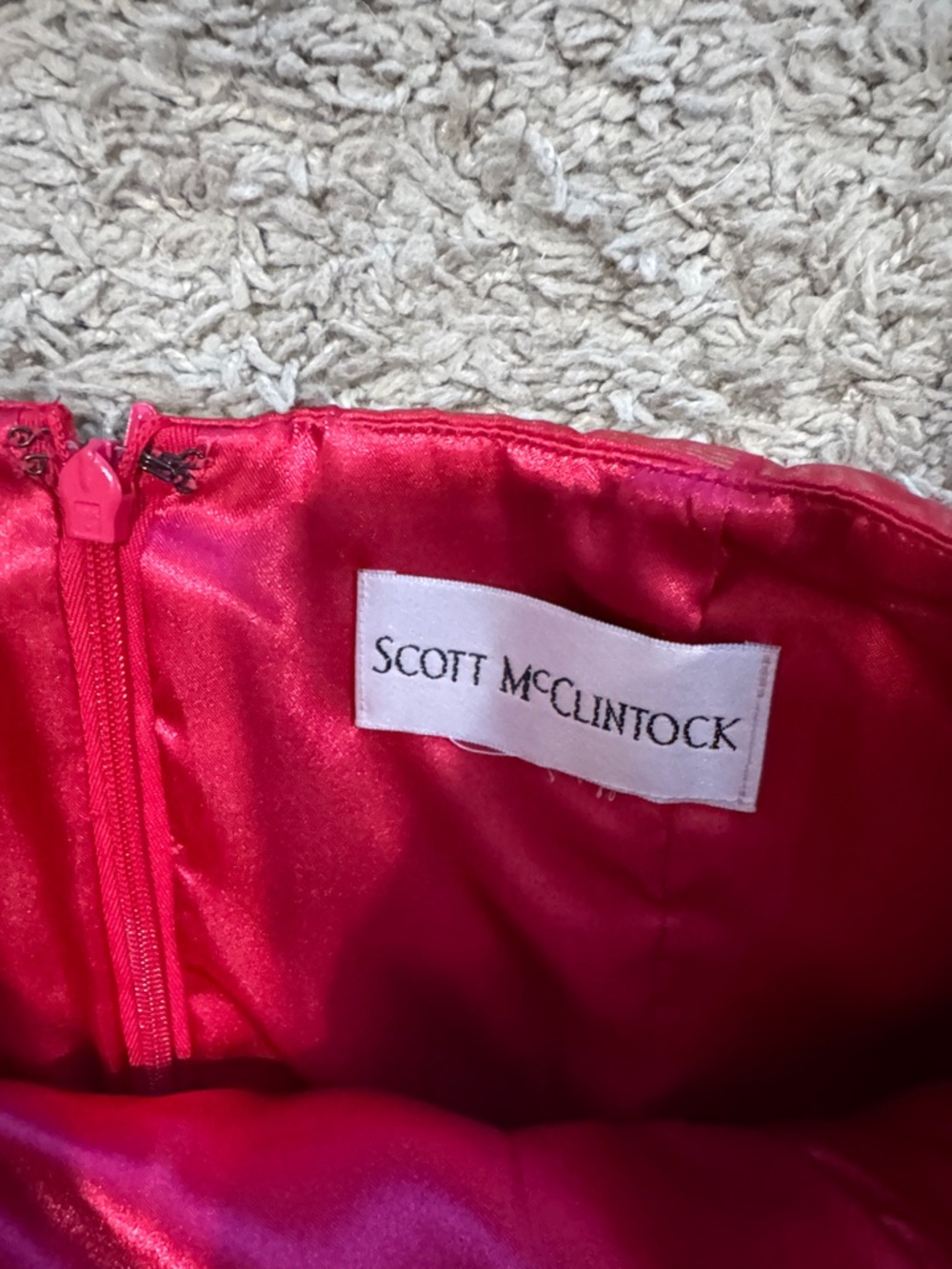 Scott McClintock Red Strapless Prom Dress with Floral Appliqué / AA67 - Picture 3 of 4